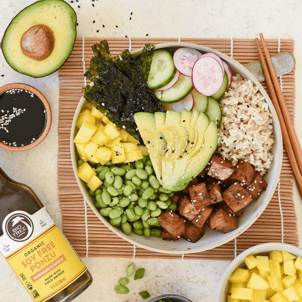 Vegan Poke Bowl with Ponzu Glazed Tofu
