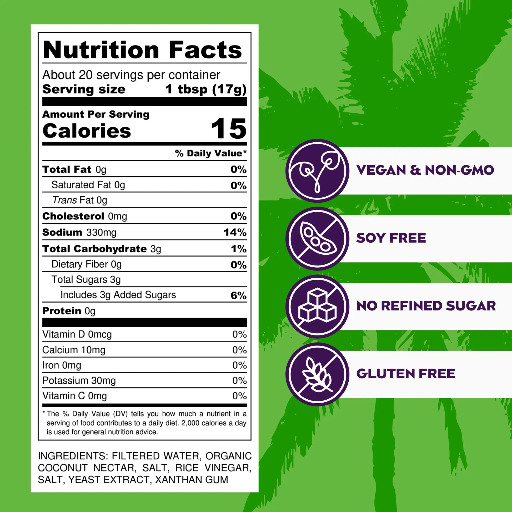 Big Tree Farms - PDP - Aminos Less Sodium - Nutrition Facts