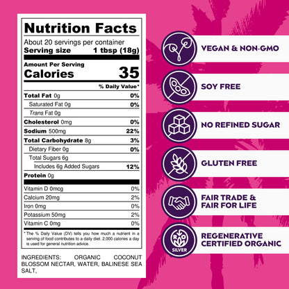 Big Tree Farms - PDP - Coco Aminos 10oz - Nutrition Facts