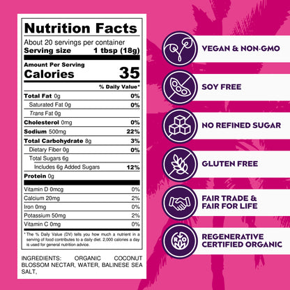 Big Tree Farms - PDP - Coco Aminos Regenerative Organic Certified - Nutrition Facts