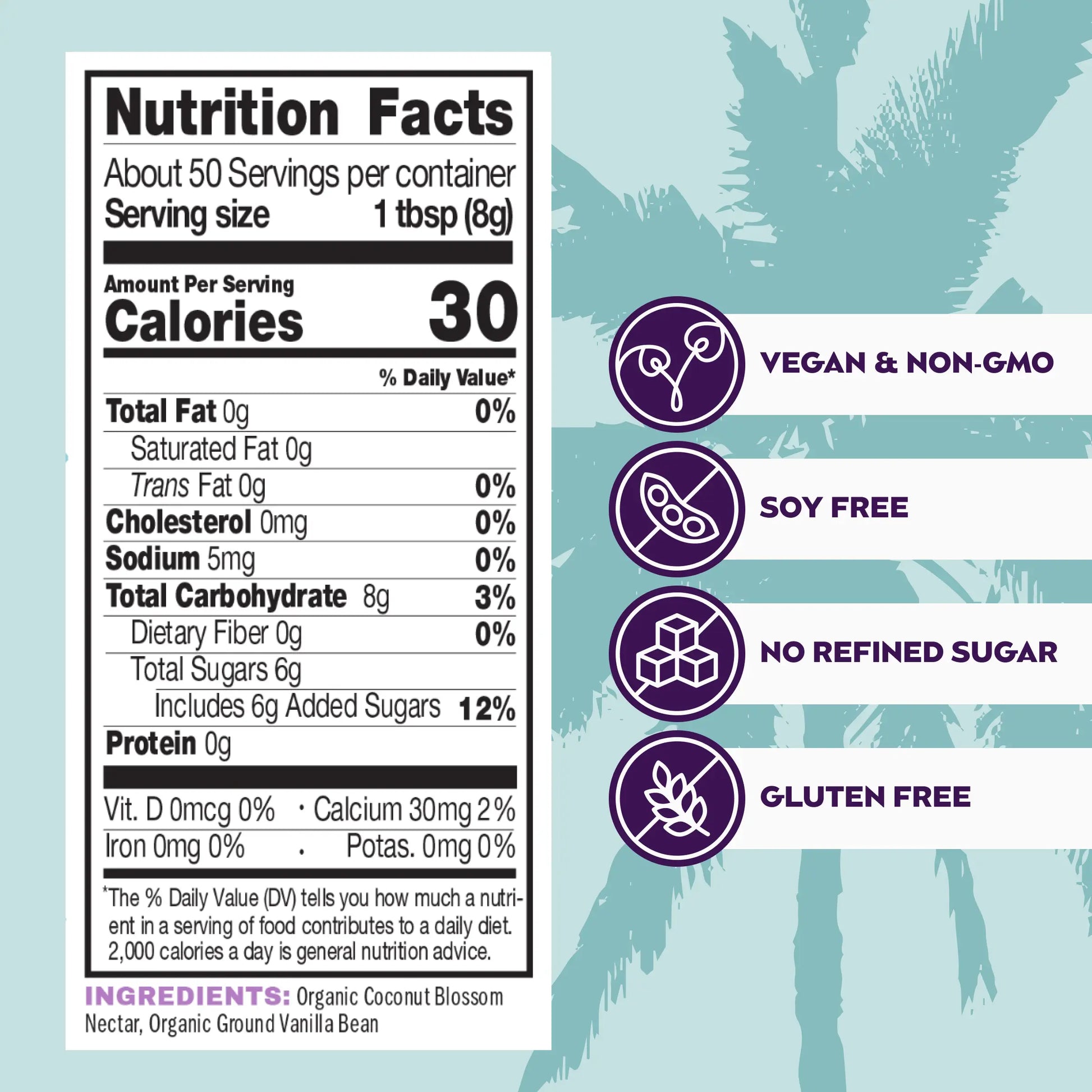 Big Tree Farms - PDP - Sugars Vanilla - Nutrition Facts